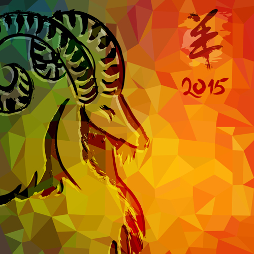 Vector set of 2015 sheep year background material 02