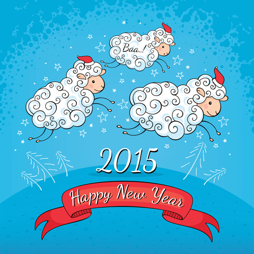 2015 sheep year background material 06 Vector set of 2015 sheep year background material 06