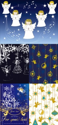 Cute angel christmas background vector Cute angel christmas background vector