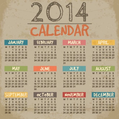 Delicate calendar 2014 year design vector 04