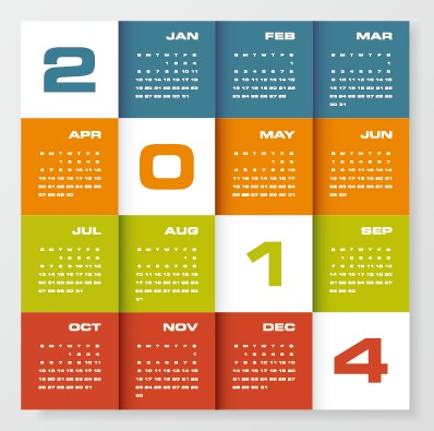 Delicate calendar 2014 year design vector 05