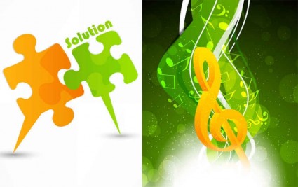 Puzzle with music background art vector Puzzle with music background art vector