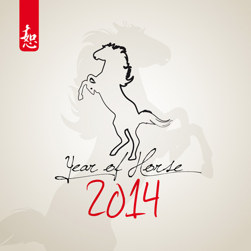 Horses 2014 design elements vector 03