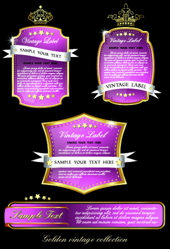 Royal luxury labels vector graphics 03