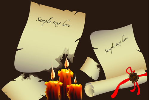 Ripped of old parchment elements vector graphic 02