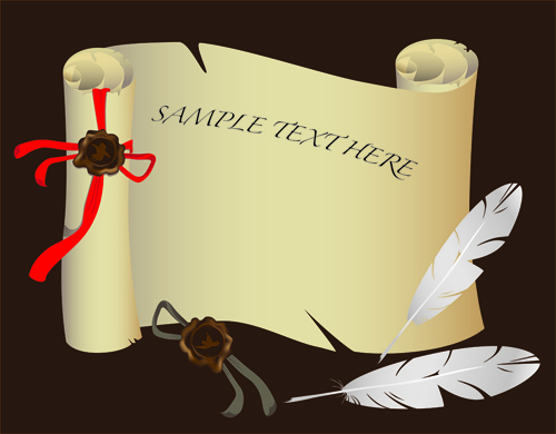 Ripped of old parchment elements vector graphic 03