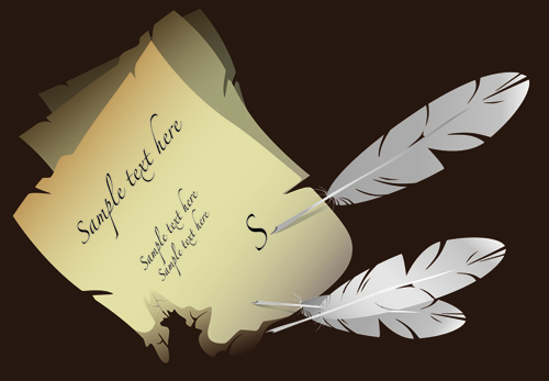 Ripped of old parchment elements vector graphic 05