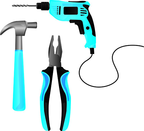 Various building tools elements vector set 03