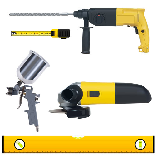 Various building tools elements vector set 04