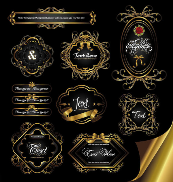 Gorgeous gold color vector Labels 03