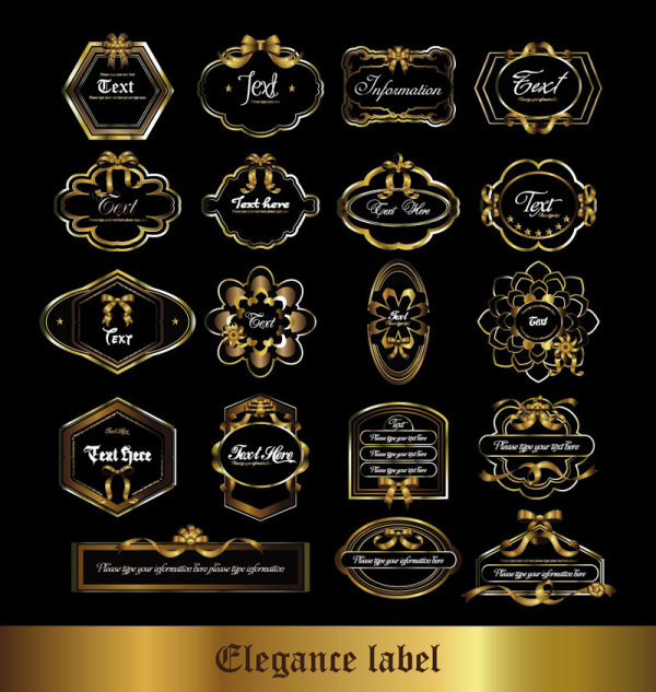 Gorgeous gold color vector Labels 05