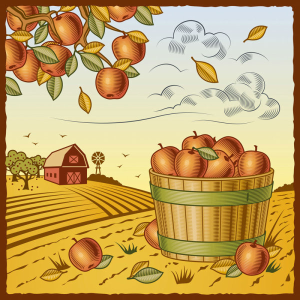 The harvest season cartoon vector 03