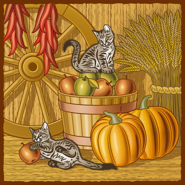 The harvest season cartoon vector 04