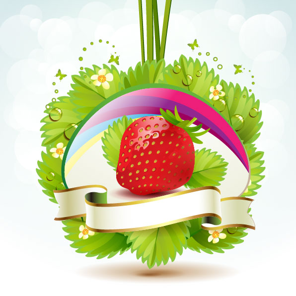 Fresh strawberry elements background vector 04
