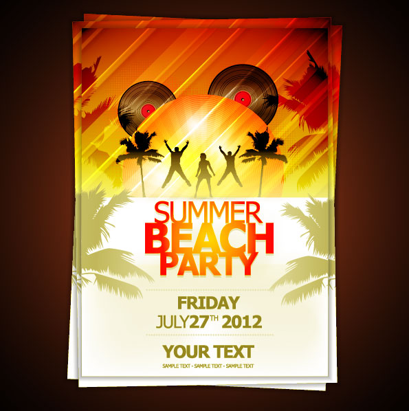 Set of beach party Flyer vector 02