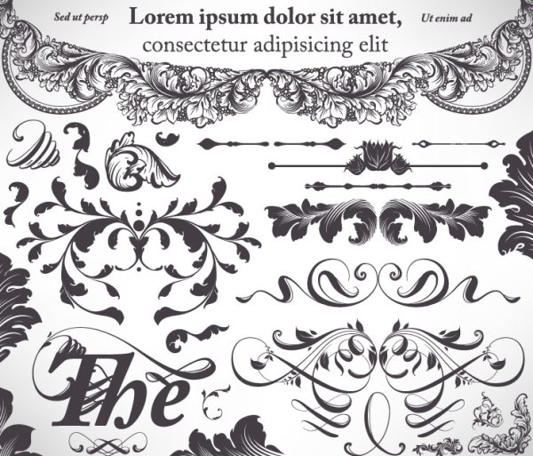 Retro Decorative Ornaments Frames and Borders vector 10