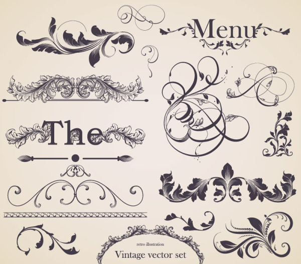 Vintage ornaments Frames with Borders design vector 01