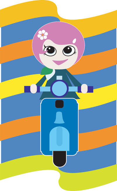 vector character girls Girl on a motorcycle cute characters AI format 