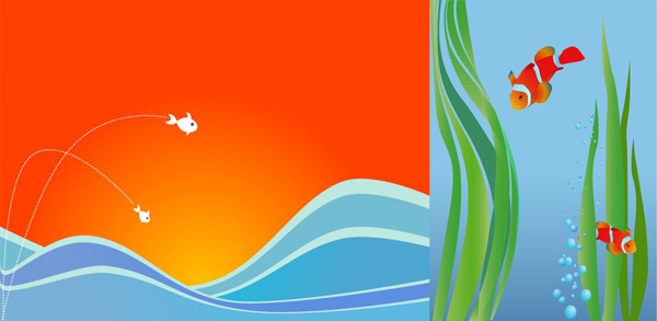 Fish illustration background design vector