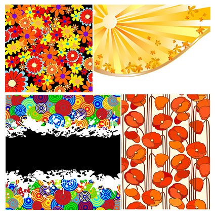 Colorful florals backgrounds vector material
