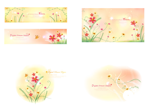 Fresh flower background 01 art vector