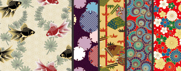 water umbrella shading Patterns pattern Japanese style goldfish fan carp bamboo background 