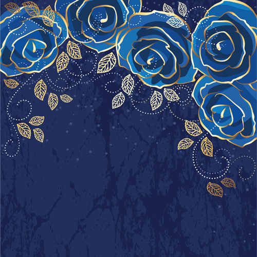 Beautiful blue rose vintage background vector 01