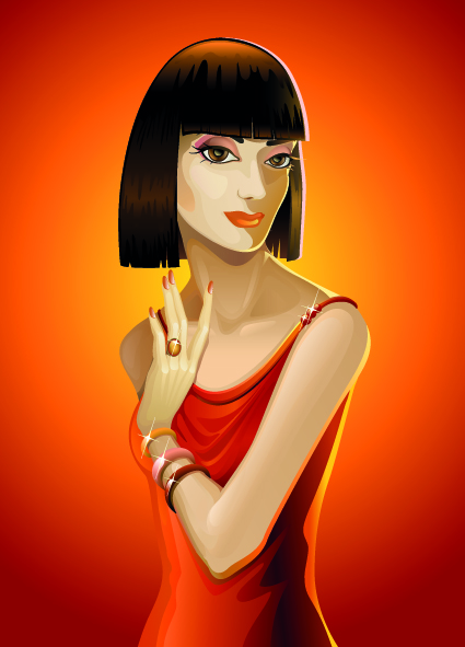 Charm girl design elements vector 02