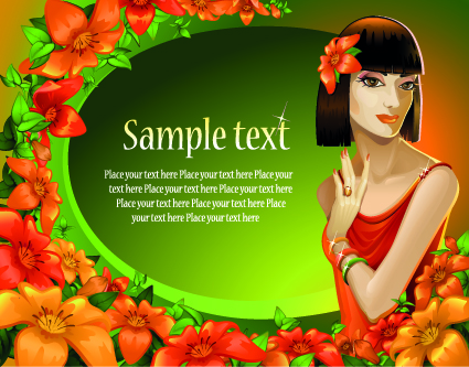 Charm girl design elements vector 04