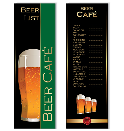 Beer menu list design vector graphics