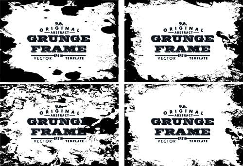 Black grunge frame background graphics vector 03