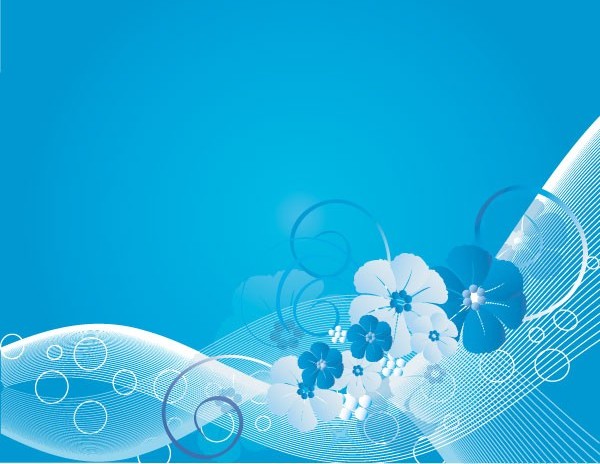 lines flowers dynamic blue background 