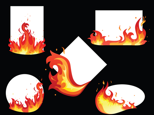 Set of Burning paper vector art 05
