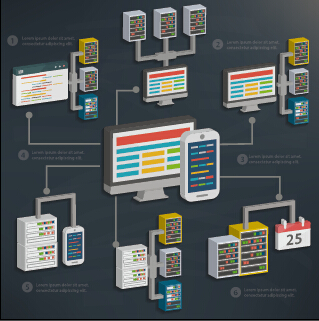 Business server and database media vector template 01