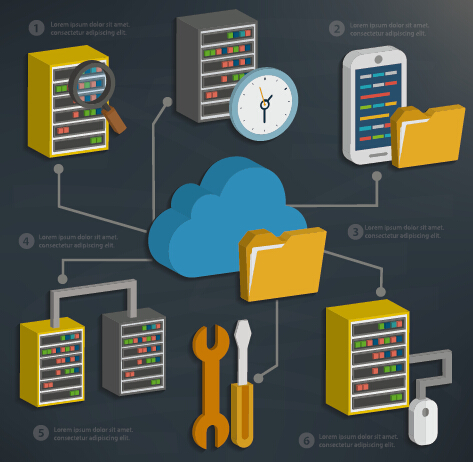 Business server and database media vector template 02