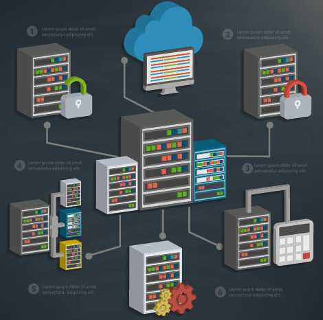 Business server and database media vector template 03