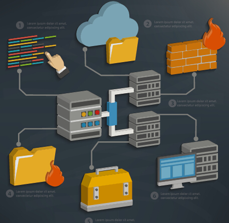 Business server and database media vector template 04