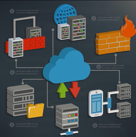 Business server and database media vector template 07