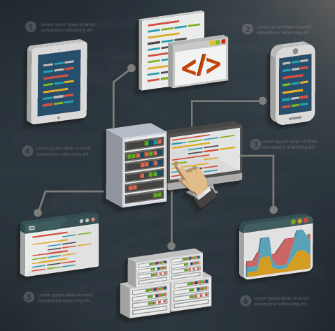 Business server and database media vector template 09