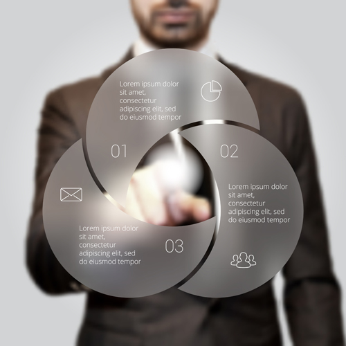 Businessman click on the screen vector template 01