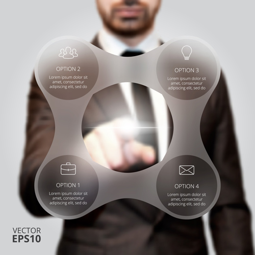 Businessman click on the screen vector template 04