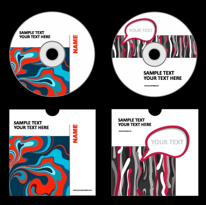 Abstract colored DVD and CD disk packing cover vector 05