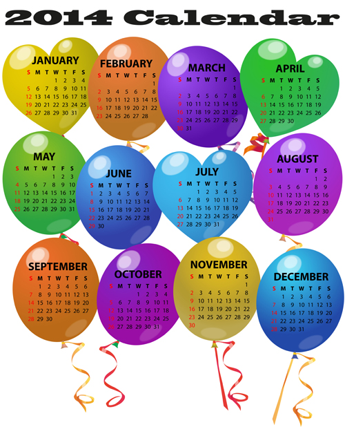 Calendar 2014 vector huge collection 84