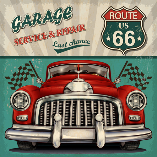 vintage vector material posters car 
