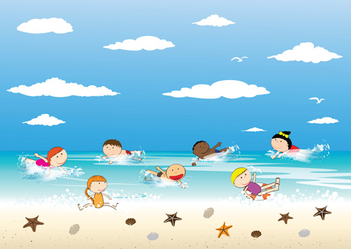 summer children beach background 