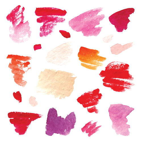 Colorful watercolor ink brushes vector 01