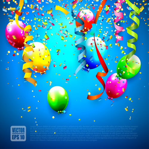 confetti colorful birthday balloons background 