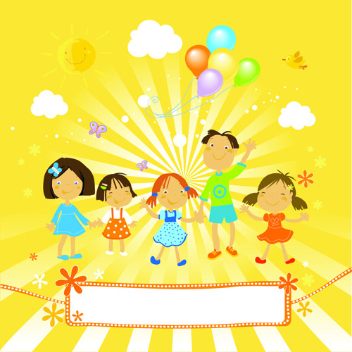 kids cute balloon background vector background 