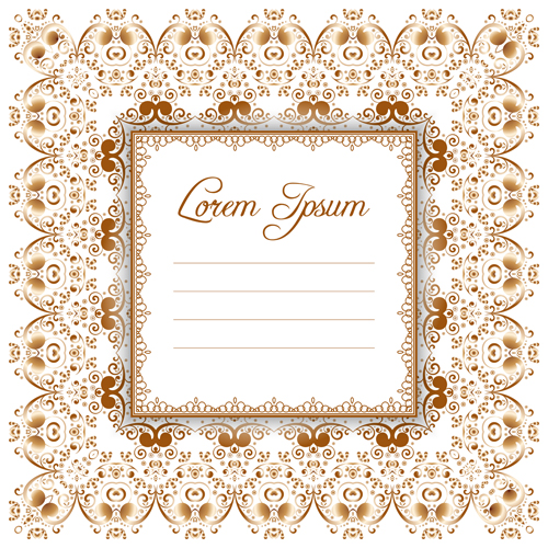 Elegant lace frame design vector 01
