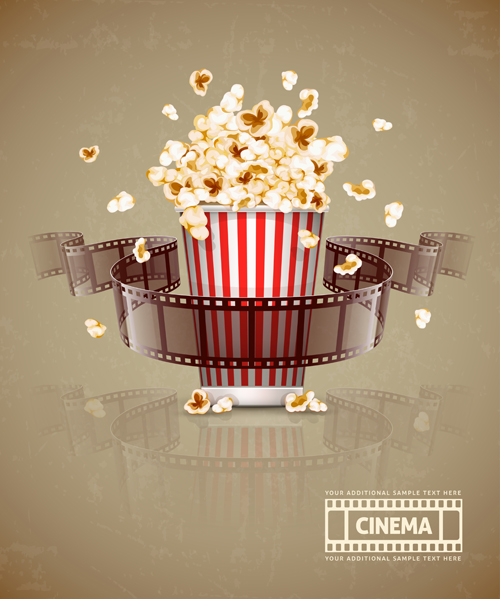 Film with popcorn cinema poster vector 03